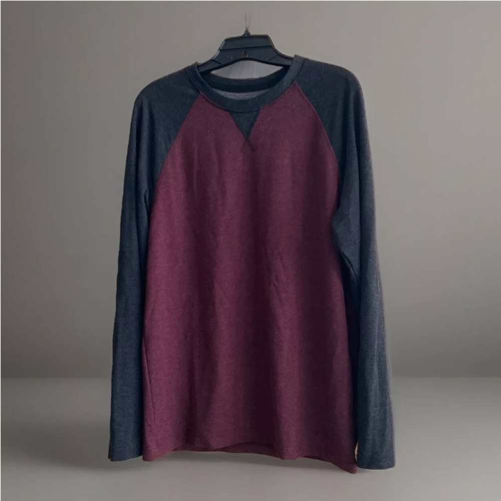 Orvis Shirt Mens Medium Burgundy Red Baseball Casual Pullover Sweatshirt
